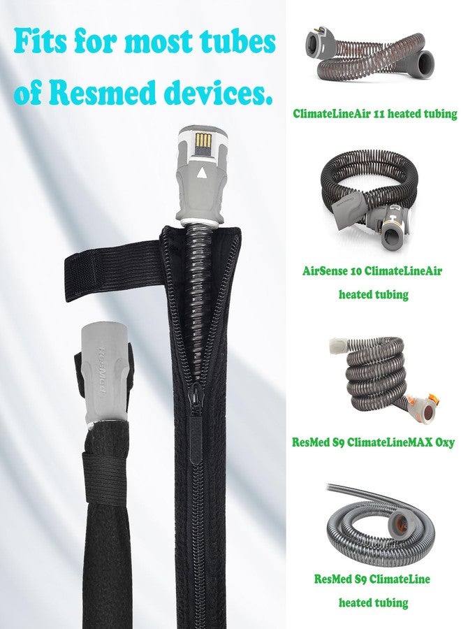 iGuerburn غطاء خرطوم جهاز التنفس CPAP من iGuerburn بطول 6 أقدام و4 بوصات لأجهزة ResMed Airsense 11 و10 ClimateLineAir المزودة بأنابيب تدفئة، غطاء أنبوب CPAP بسحاب كامل الطول يقلل من التكثيف والضوضاء، مقاوم للقطط - Image 2